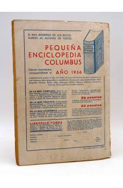 Contracubierta de LA NOVELA AVENTURA 123. EL JARRÓN AMARILLO (John P. Marquand) Hymsa 1936