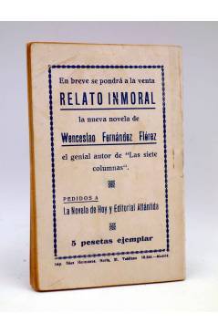 Contracubierta de LA NOVELA DE HOY 280. EL CARMEN DE LOS CLAVELES (López Rienda / Vázquez Calleja) Atlántida 1927