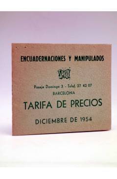 Cubierta de ENCUADERNACIONES Y MANIPULADOS SPIRAX. TARIFA DE PRECIOS DICIEMBRE DE 1954. Spirax 1954