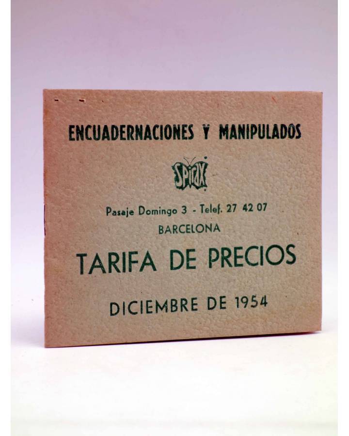 Cubierta de ENCUADERNACIONES Y MANIPULADOS SPIRAX. TARIFA DE PRECIOS DICIEMBRE DE 1954. Spirax 1954