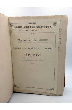 Cubierta de PANTANO DE BUSEO VALENCIA. LIBRO CON 430 DOCUMENTOS + EXTRAS. 1944-1948. Sindicato de Riegos del Pantano de 