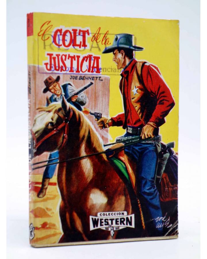 Cubierta de COLECCIÓN WESTERN 3. EL COLT DE LA JUSTICIA (Joe Bennet) Valenciana 1961. Sello en cubierta