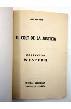 Muestra 1 de COLECCIÓN WESTERN 3. EL COLT DE LA JUSTICIA (Joe Bennet) Valenciana 1961. Sello en cubierta