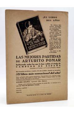 Contracubierta de AJEDREZ ESPAÑOL AÑO VI Nº 61. REVISTA MENSUAL. NOVIEMBRE (Vvaa) FEDA 1947
