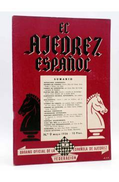 Cubierta de EL AJEDREZ ESPAÑOL AÑO II Nº 9. REVISTA MENSUAL. MAYO (Vvaa) FEDA 1956