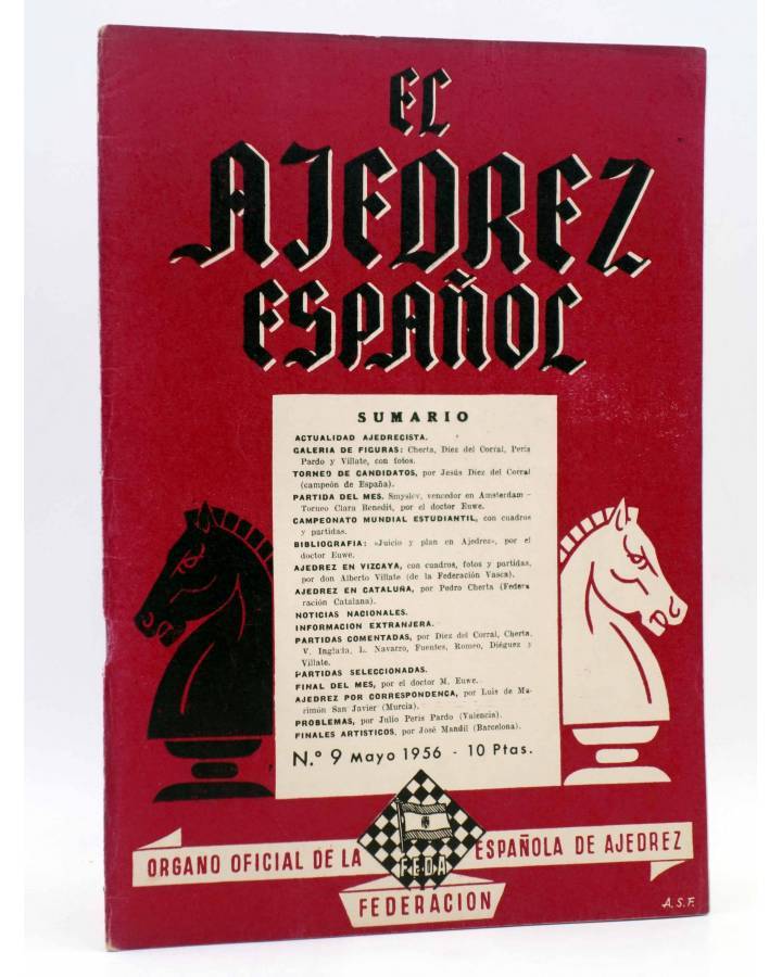 Cubierta de EL AJEDREZ ESPAÑOL AÑO II Nº 9. REVISTA MENSUAL. MAYO (Vvaa) FEDA 1956