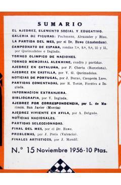 Muestra 1 de EL AJEDREZ ESPAÑOL AÑO II Nº 15. REVISTA MENSUAL. NOVIEMBRE (Vvaa) FEDA 1956