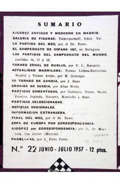 Muestra 1 de EL AJEDREZ ESPAÑOL AÑO III Nº 22. REVISTA MENSUAL. JUNIO JULIO (Vvaa) FEDA 1957
