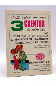 Contracubierta de MIS CUENTOS 3 CUENTOS 3. LAS SORPRESAS DE UN CAZADOR (E. Sotillos / A. Ayné) Toray 1969