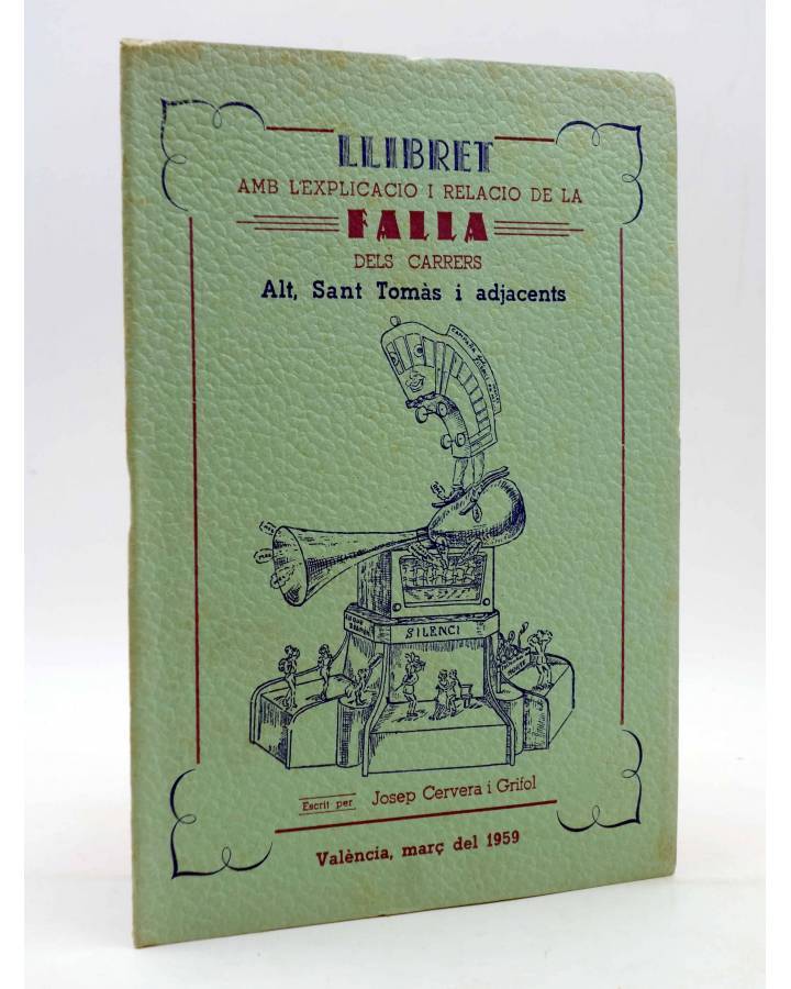 Cubierta de LLIBRET DE LA FALLA. DELS CARRERS ALT SANT TOMÁS I ADJACENTS (Josep Cervera I Grifol) Valencia 1959
