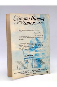 Contracubierta de COLECCIÓN DAMITA SERIE ROMANCE 68. SIN DERECHO A SU AMOR (Sin Acreditar) Ferma 1958