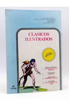 Contracubierta de CLASICOS ILUSTRADOS 3. ROBINSON CRUSOE (Daniel Defoe / Sanchís Cortés) Valenciana 1984