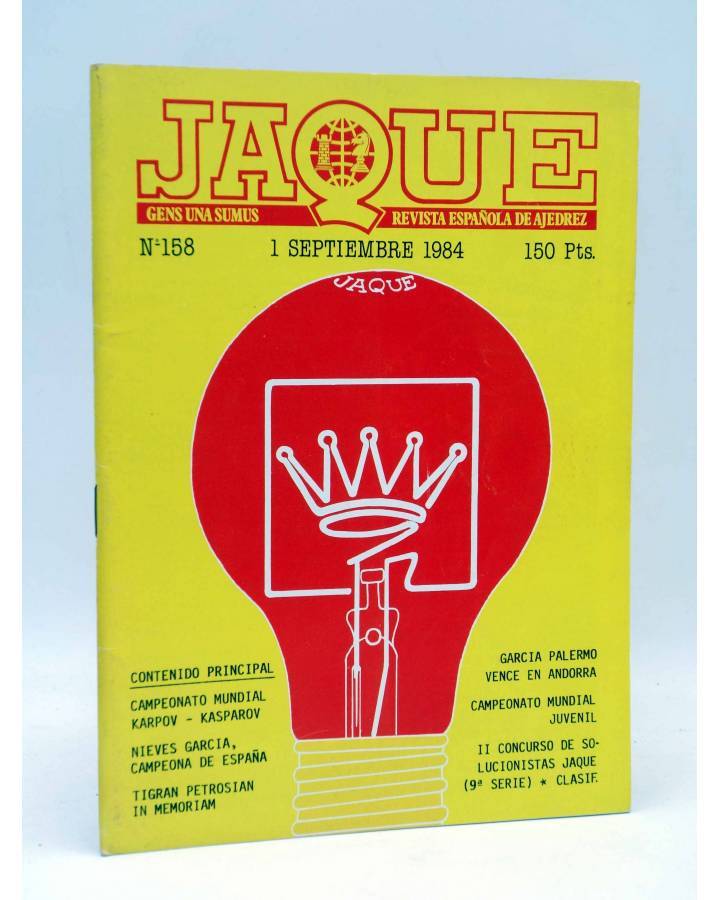 Cubierta de JAQUE REVISTA ESPAÑOLA DE AJEDREZ 158 (Vvaa) Caisa 1984