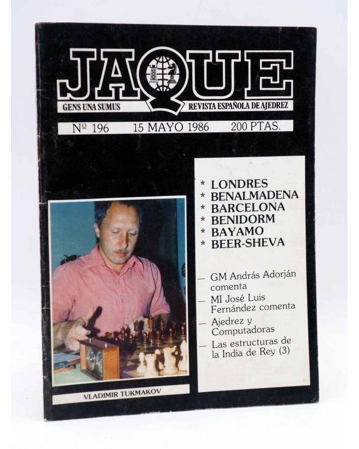 Cubierta de JAQUE REVISTA ESPAÑOLA DE AJEDREZ 196 (Vvaa) Caisa 1986