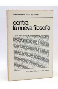 Contracubierta de LA RED DE JONAS. CONTRA LA NUEVA FILOSOFÍA (François Aubral / Xavier Delcourt) Premia 1978