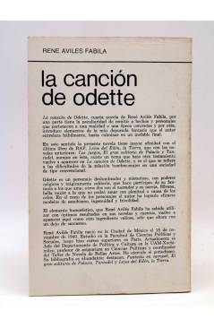 Contracubierta de LA RED DE JONAS. LA CANCIÓN DE ODETTE (René Avilés Fabila) Premia 1982