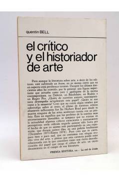 Contracubierta de LA RED DE JONAS. EL CRÍTICO Y EL HISTORIADOR DE ARTE (Quentin Bell) Premia 1980