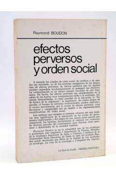 Contracubierta de LA RED DE JONAS. EFECTOS PERVERSOS Y ORDEN SOCIAL (Raymond Boudon) Premia 1980
