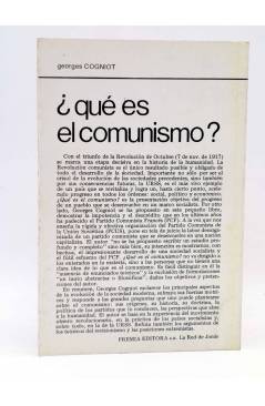 Contracubierta de LA RED DE JONAS. ¿QUÉ ES EL COMUNISMO? (Gerges Cogniot) Premia 1979