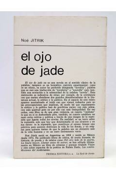Contracubierta de LA RED DE JONAS. EL OJO DE JADE (Noé Jitrik) Premia 1980