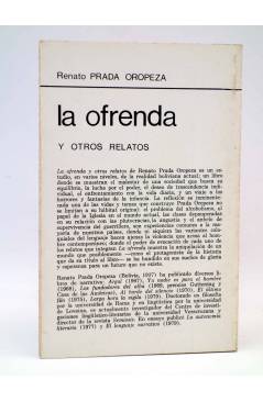 Contracubierta de LA RED DE JONAS. LA OFRENDA (Renato Prada Oropeza) Premia 1981