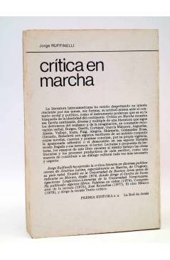 Contracubierta de LA RED DE JONAS. CRÍTICA EN MARCHA (Jorge Ruffinelli) Premia 1979