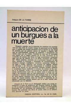Contracubierta de LA RED DE JONAS. ANTICIPACIÓN DE UN BURGUÉS A LA MUERTE (Joaquín De La Torre) Premia 1978