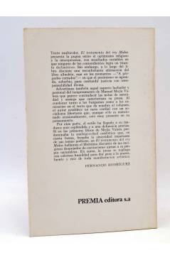 Contracubierta de LIBROS DEL BICHO 32. EL TESTAMENTO DEL REY MIDAS (Manuel Mejía Valera) Premia 1982