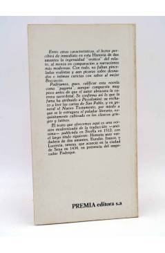 Contracubierta de LOS BRAZOS DE LUCAS 33. HISTORIA DE DOS AMANTES (Eneas Silvio Piccolomini – Pio Ii) Premia 1979