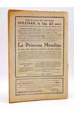 Contracubierta de LAS NOVELAS DEL CORAZÓN. LA PRINCESA MENDIGA 22 (Hugo De América) Vecchi Circa 1920