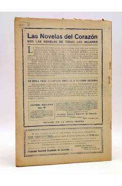 Contracubierta de LAS NOVELAS DEL CORAZÓN. LA PRINCESA MENDIGA 26 (Hugo De América) Vecchi Circa 1920