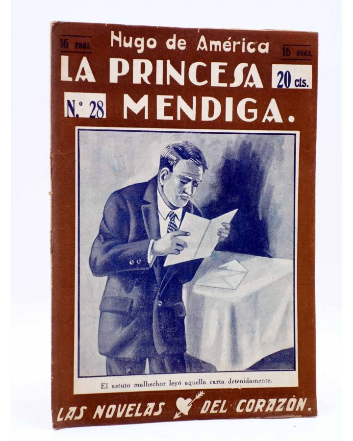 Cubierta de LAS NOVELAS DEL CORAZÓN. LA PRINCESA MENDIGA 28 (Hugo De América) Vecchi Circa 1920