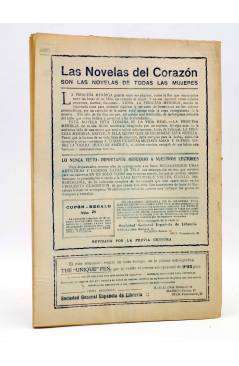 Contracubierta de LAS NOVELAS DEL CORAZÓN. LA PRINCESA MENDIGA 28 (Hugo De América) Vecchi Circa 1920