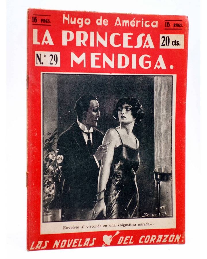 Cubierta de LAS NOVELAS DEL CORAZÓN. LA PRINCESA MENDIGA 29 (Hugo De América) Vecchi Circa 1920