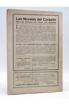 Contracubierta de LAS NOVELAS DEL CORAZÓN. LA PRINCESA MENDIGA 36 (Hugo De América) Vecchi Circa 1920