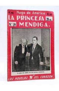 Cubierta de LAS NOVELAS DEL CORAZÓN. LA PRINCESA MENDIGA 39 (Hugo De América) Vecchi Circa 1920