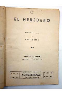 Muestra 1 de COLECCIÓN AVENTURAS - POLICIACA 69. EL HEREDERO (Hall Caine) Marisal 1941