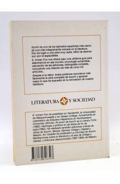 Contracubierta de BIBLIOTECA DE PENSAMIENTO 52. AZORÍN: GUÍA DE LA OBRA COMPLETA (E. Inman Fox) Castalia 1992