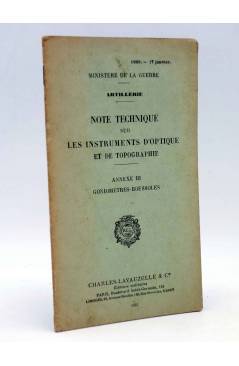 Cubierta de NOTE TECHNIQUE SUR LES INSTRUMENTS D'OPTIQUE ET DE TOPOGRAPHIE ANNEXE III. No acreditada 1933