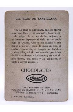 Contracubierta de CROMO GIL BLAS DE SANTILLANA I. Chocolates Amatller Circa 1930