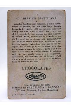 Contracubierta de CROMO GIL BLAS DE SANTILLANA V. Chocolates Amatller Circa 1930