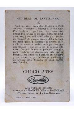 Contracubierta de CROMO GIL BLAS DE SANTILLANA IX. Chocolates Amatller Circa 1930