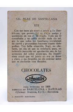 Contracubierta de CROMO GIL BLAS DE SANTILLANA XXI. Chocolates Amatller Circa 1930