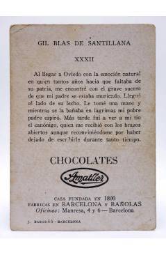 Contracubierta de CROMO GIL BLAS DE SANTILLANA XXXII. Chocolates Amatller Circa 1930