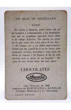 Contracubierta de CROMO GIL BLAS DE SANTILLANA XXXV. Chocolates Amatller Circa 1930