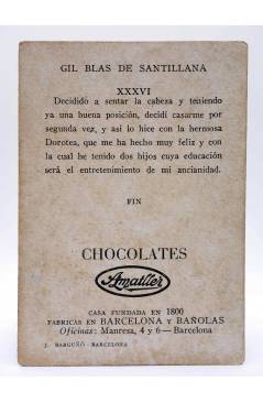 Contracubierta de CROMO GIL BLAS DE SANTILLANA XXXVI. Chocolates Amatller Circa 1930
