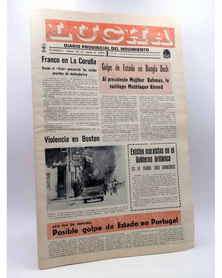 Cubierta de LUCHA. DIARIO PROVINCIAL DEL MOVIMIENTO. TERUEL 16 DE AGOSTO DE 1975 (Vvaa) Lucha 1975. FALANGE