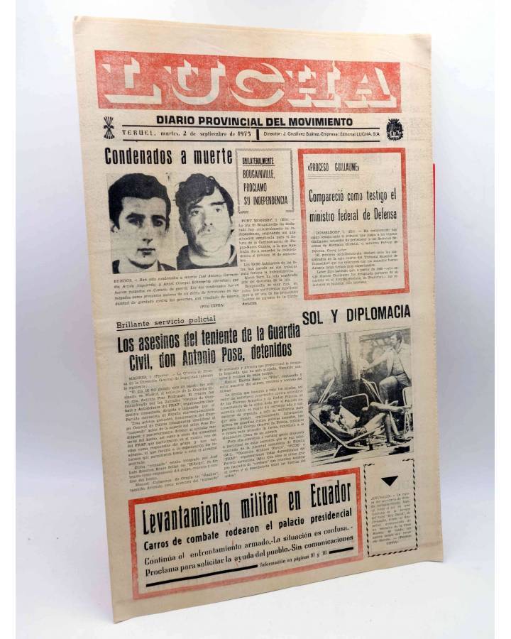 Cubierta de LUCHA. DIARIO PROVINCIAL DEL MOVIMIENTO. TERUEL 2 DE SEPTIEMBRE DE 1975 (Vvaa) Lucha 1975. FALANGE
