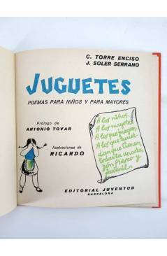 Muestra 1 de JUGUETES. POEMAS PARA NIÑOS Y PARA MAYORES (Torre Enciso / Soler Serrano / Ricardo) Juventud 1964