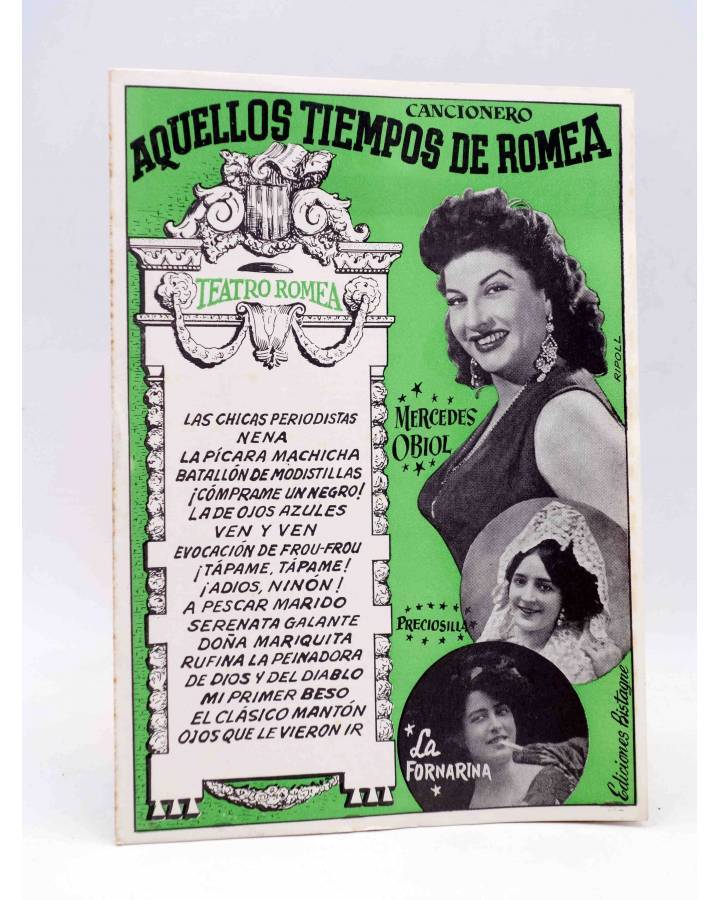 Cubierta de CANCIONERO. AQUELLOS TIEMPOS DE ROMEA. Bistagne Circa 1950